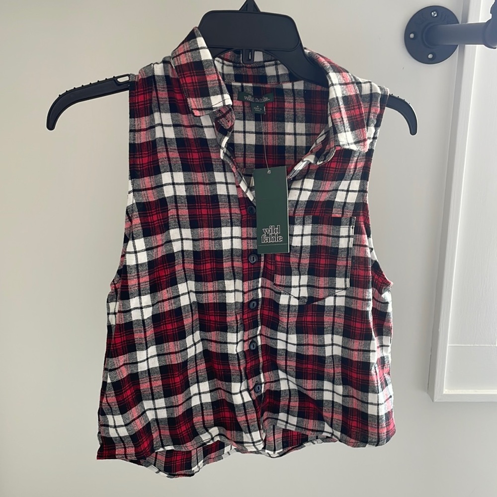 Cropped Flannel Tank